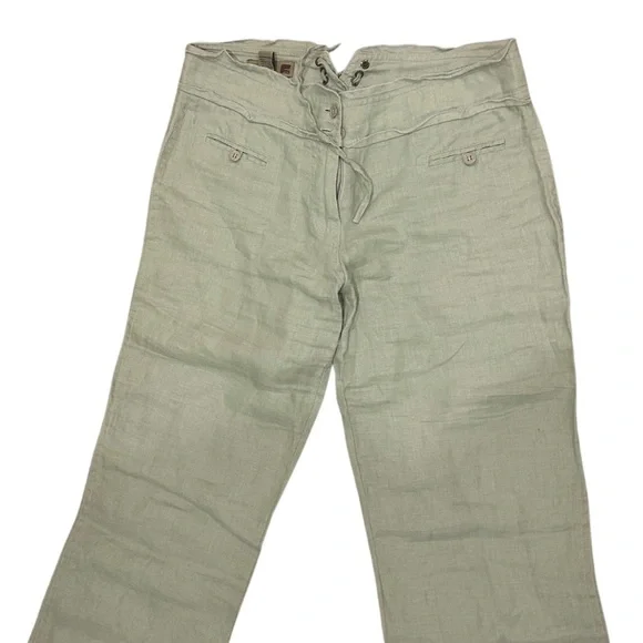 F2i Linen Flowy Wide Leg Flare Pants | Seafoam Green | Size S | Vintage Y2K - Picture 3 of 5